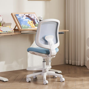 Desk Chair, Ergonomic Study Chair for Kids with Lumbar Support and Footrest, Adjustable Height, Mesh Student Chair with Adjustable backrest, Model Shell (Blue)