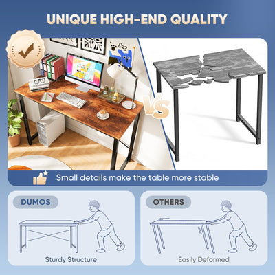 47 Inch Computer Desk for Home Office, Modern Writing Study Table Simple Modern Style for Bedroom Small Space, Large Work Desks with X-Shaped Reinforcement, Wood Brown