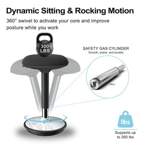 Adult Wobble Stool - Anti-Fatigue Standing Desk Stool with 360° Rocking Non-Slip Curved Base, Height Adjustable 22-32 Inch Standing Chair for Home & Office,Faux Marble