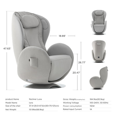Heated Massage Chair, Full Body Massaging Zero-Gravity Leisure Recliner with Low-Noise 3D Massage and Dual Sound Systems Modern Massage Chairs (Elder White)