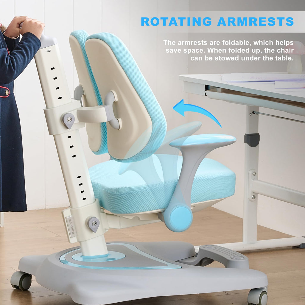 Kids Desk Chair,Ergonomic Chair: Height-Adjustable, Double Back Support – Multifunctional for Study/Work/Dining | Ideal for Kids, Petite Adults – Ultra-Comfy (Bedrooms, Schools, Offices)(Blue)