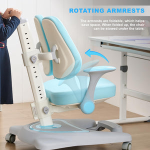 Kids Desk Chair,Ergonomic Chair: Height-Adjustable, Double Back Support – Multifunctional for Study/Work/Dining | Ideal for Kids, Petite Adults – Ultra-Comfy (Bedrooms, Schools, Offices)(Blue)
