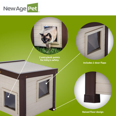 Outdoor Cat House, Weather‑Resistant, Dual Door Flaps, 21