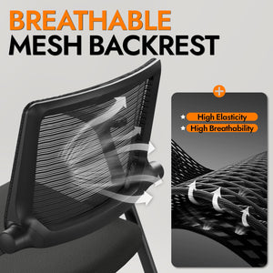 Foldable Office Chair Set of 2 with PU Wheels Ergonomic Mesh Bouncing Back, Stackable Conference Room Chair, Office Guest & Reception & Meeting Chair (Black)