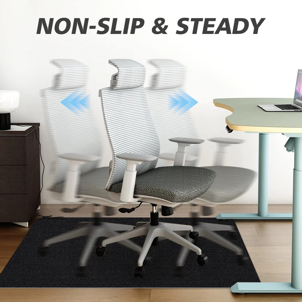 Office Chair Mat for Hardwood Floor,Office Computer Gaming Chair Mat for Tile Floor,Large Floor Protector Rug,Anti-Slip,Easy to Clean,Pure Black(48"x55")