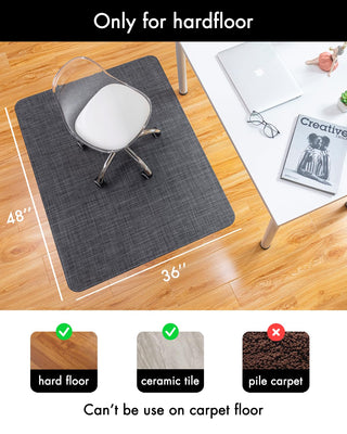 Office Chair Mat for Hardwood Floor Under Desk Computer Rolling Chair Mat for Wood/Tile Floor Non-Slip Heavy Duty Desk Rug PVC Plastic Hard Floor Protector 36