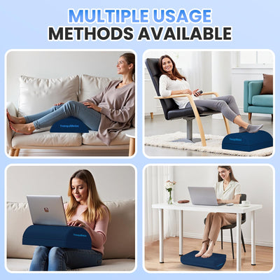 Foot Rest for Under Desk at Work, Gaming Accessories Foot Stool with 3 Adjustable Heights & Washable Cover, Comfortable Office Desk Accessories, Footrest for Office, Home and Car (Blue)