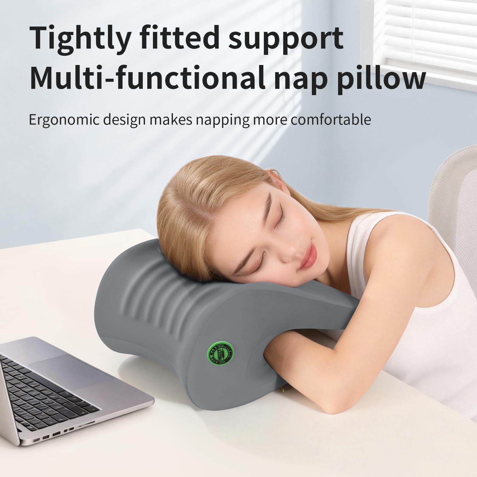 Ergonomic Office Chair Headrest, Adjustable Neck Support Pillow with Removable Washable Cover, Universal Head Rest Attachment for Office Chairs, Wheelchairs, Desk Chair Napping (Gray)