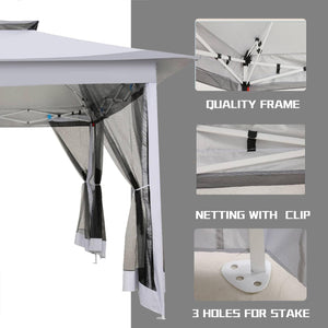 12x12 Pop Up Gazebo On Clearance - Upgrade Easy Up Metal Outdoor Canopy Waterproof - Portable Gazebo with Mosquito Nettings, 4 Ropes 8 Stakes and Carry Bag for Patio Garden(Light Gray)