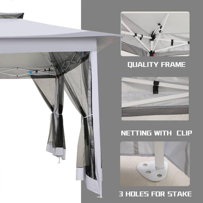 12x12 Pop Up Gazebo On Clearance - Upgrade Easy Up Metal Outdoor Canopy Waterproof - Portable Gazebo with Mosquito Nettings, 4 Ropes 8 Stakes and Carry Bag for Patio Garden(Light Gray)