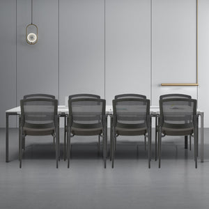 Black Stacking Chairs Stackable Waiting Room Chairs with Armrest, Mesh Office Reception Guest Chair for Home Desk Conference Lobby Church Medical Meeting Training Ergonomic, Set of 8