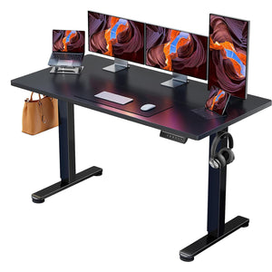 Height Adjustable Electric Standing Desk, 55 x 28 Inches Sit Stand up Desk, Memory Computer Home Office Desk, Black