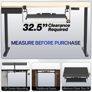 Large Height Adjustable Under Desk Keyboard Tray, C-clamp Mount System, 27 (33 Including Clamps) x 11 inch Slide-Out Platform Computer Drawer for Typing, Dark Walnut, MOUNT-KB05HD