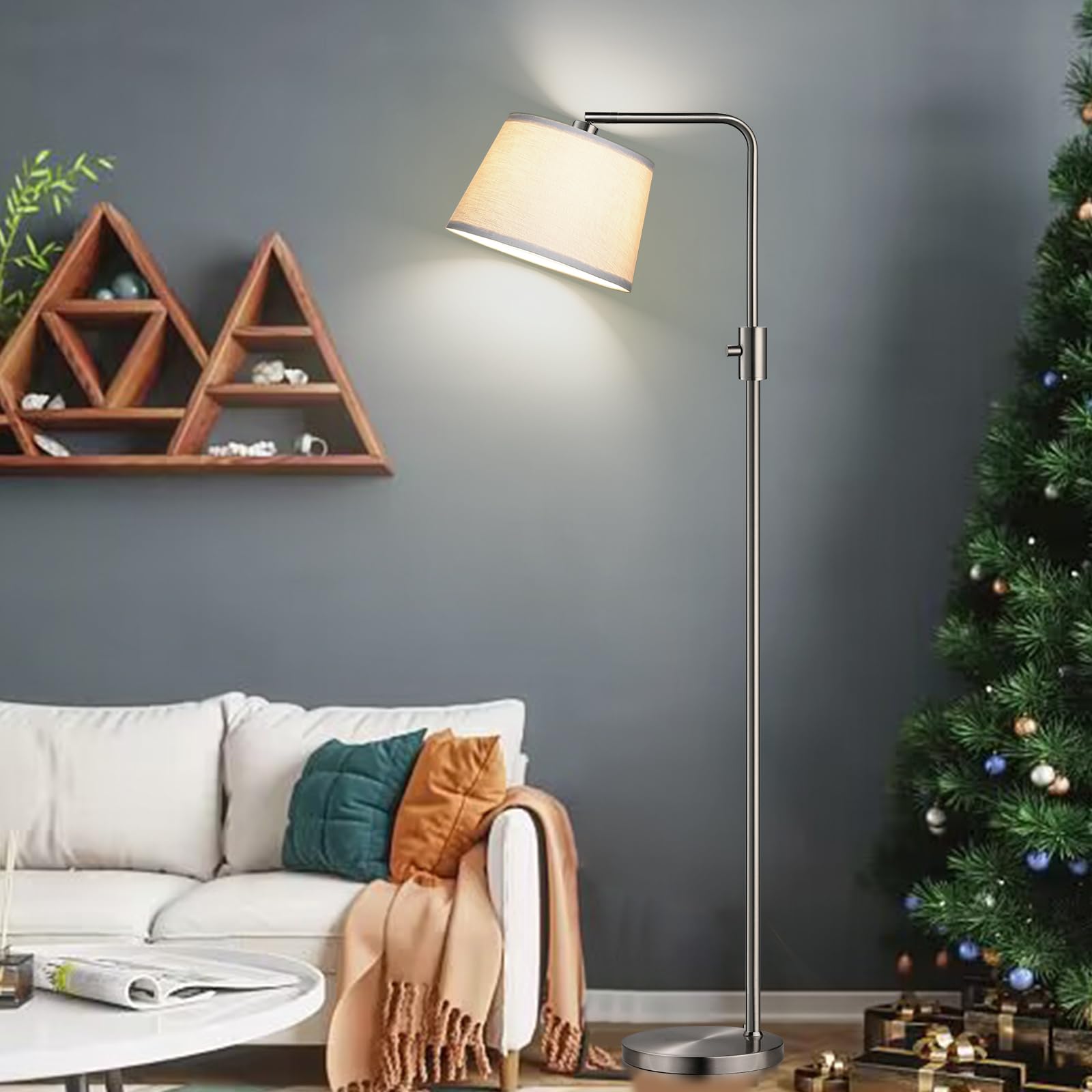 Upgraded Dimmable Floor Lamp, 1000 Lumens LED Edison Bulb Included, Brushed Nickel Arc Floor Lamps for Living Room Modern Standing Lamp Tall Lamps for Living Room Bedroom