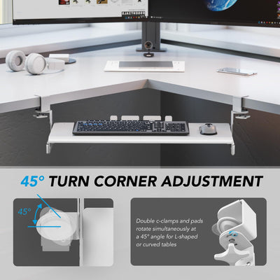 Keyboard Tray Under Desk Pull Out with Extra Sturdy C Clamp Mount System, 27.3 (32.5 inch Including Clamps) x 11 Inch Slide-Out