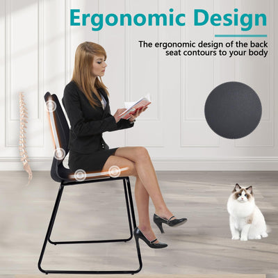 Set of 12, Black, Stackable Waiting Room Chair, Stacking Office Chair with Ergonomic Lumbar Support and Metal Legs, Plastic Desk Chairs for Conference School Church Guest Reception