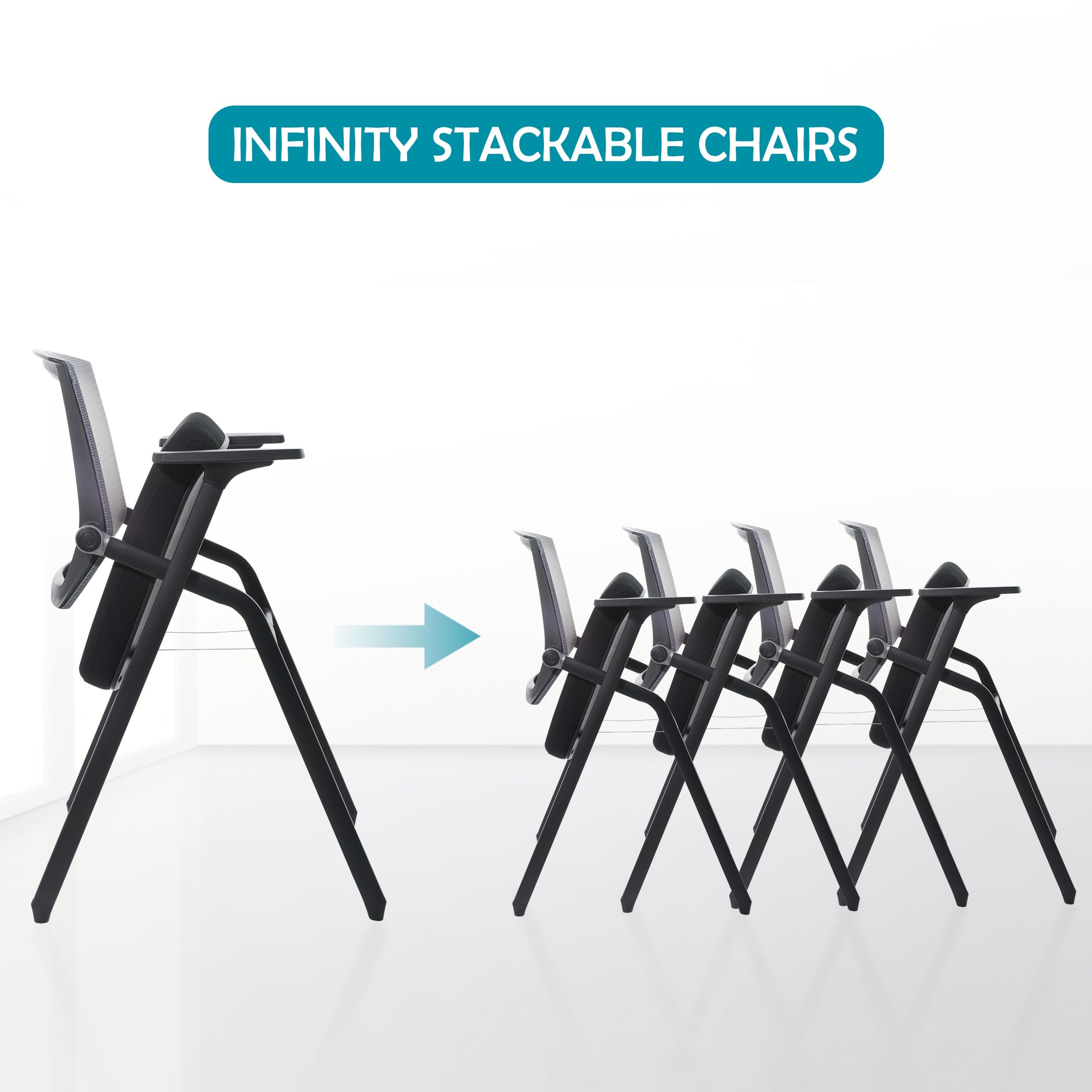 Conference Room Chairs, Folding Office Desk Chair with Lumbar Support and Sliding Armrest, Stackable Office Guest Chairs & Reception Chairs(12 Pack)