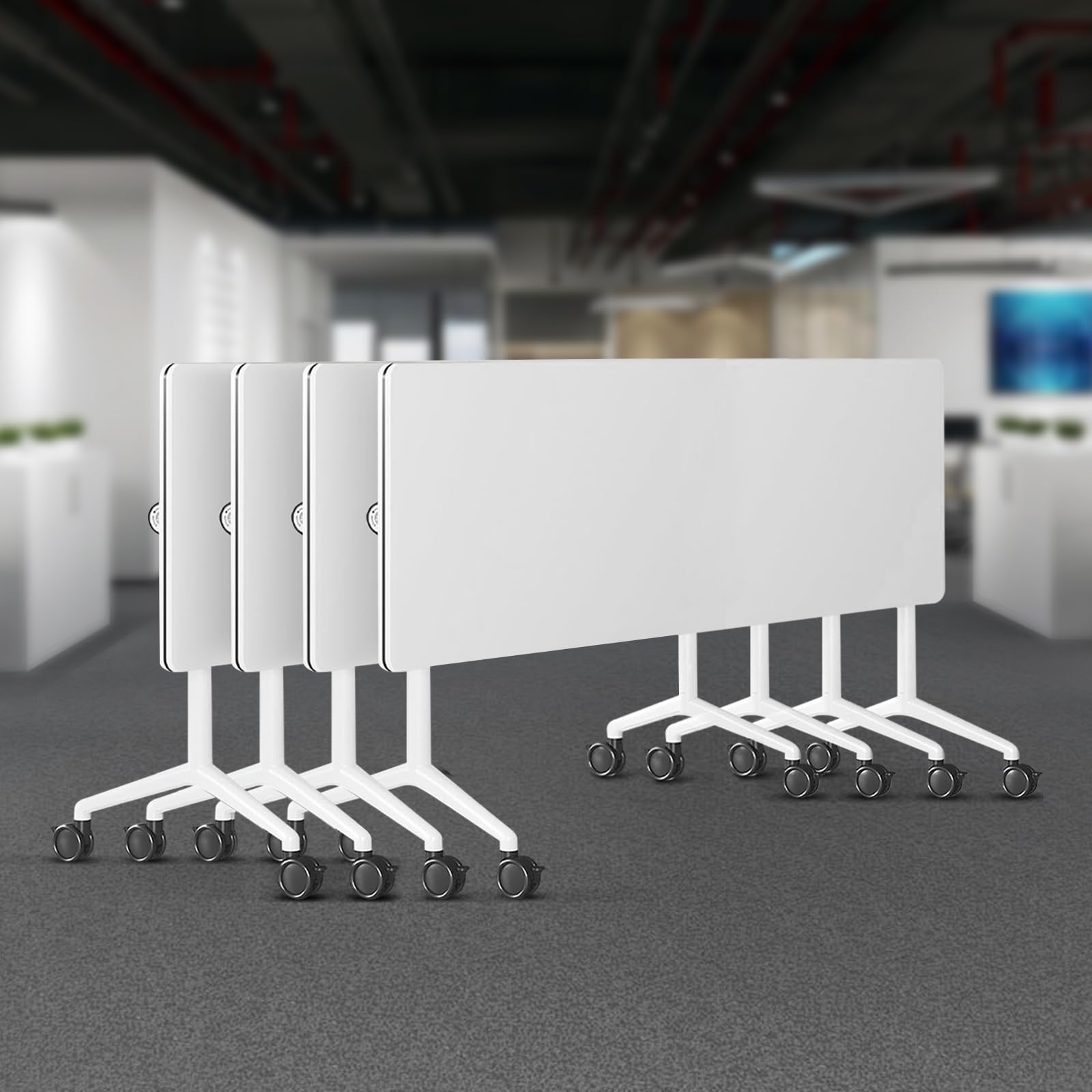 Folding Conference Room Tables 4 Pack, Foldable Modern Mobile Meeting Table Desk Training Table 6FT Large Rolling OfficeTable for Conference Training Classroom (4, 55" * 23.6" * 29.5")