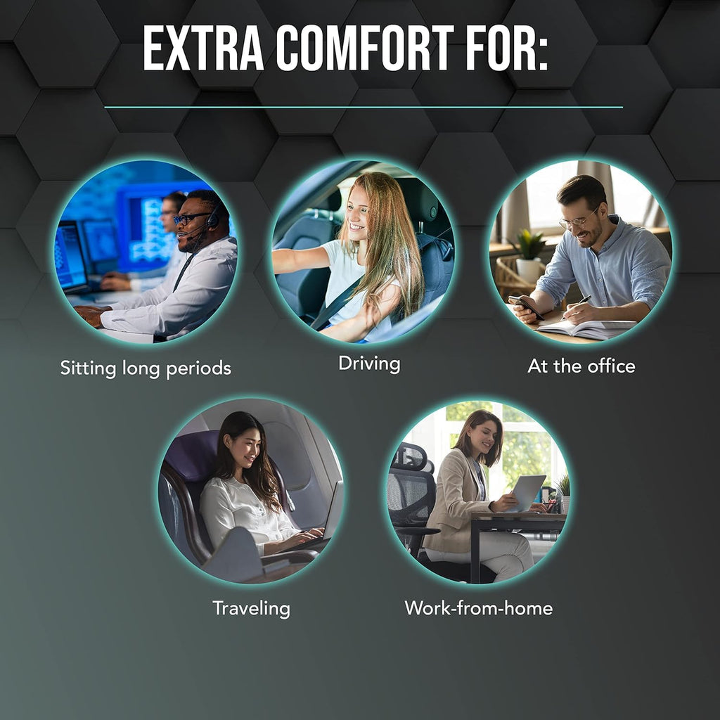 Memory Foam Lumbar Support Pillow for Office Chair, Gaming Chair & Car Seat Automotive Use, Ergonomic Back Cushion, Work from Home Essentials, Office Essentials for Sitting Comfort, Grey