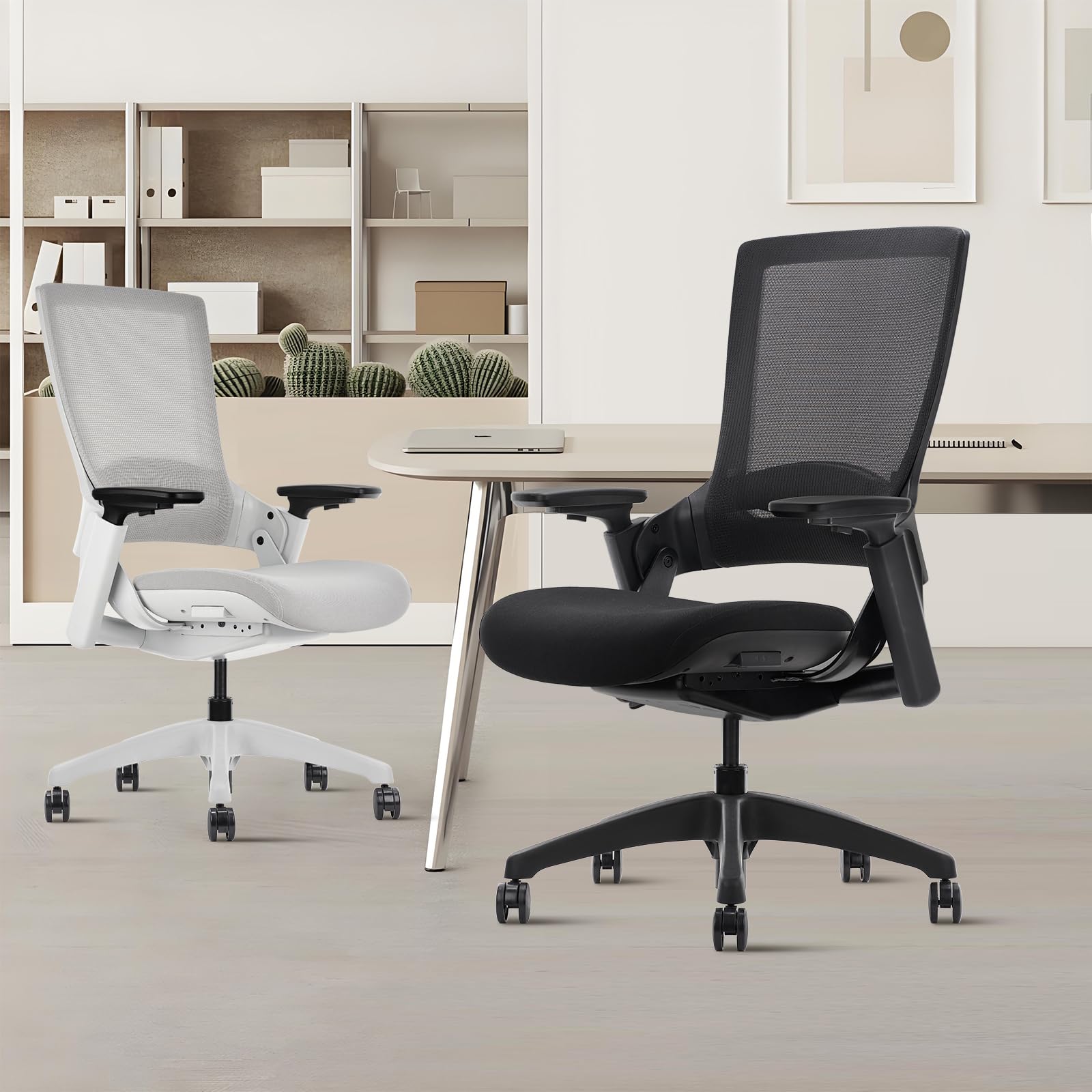 Swivel Executive Chair, Adjustable Ergonomic Computer Chair with 3D Armrest and Lumbar Support, Mesh Backrest Task Chair for Home Office Conference Room