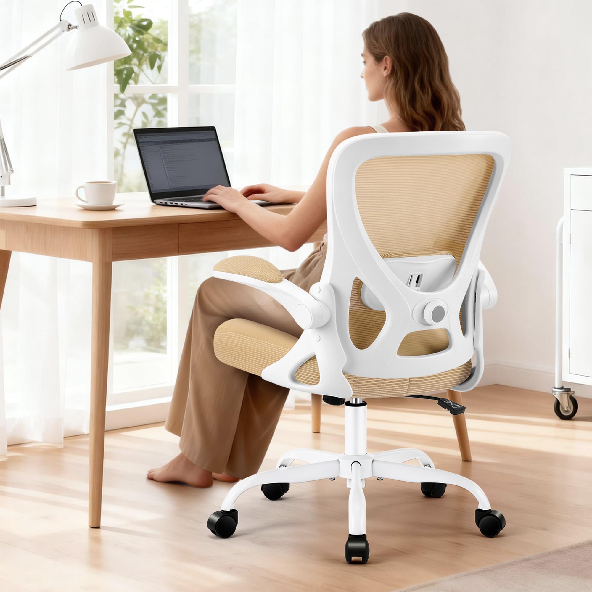 Office Chair - Ergonomic Breathable Mesh Desk Chair with Adjustable Lumbar Support and Flip-up Armrests - Executive High Back Rolling Swivel Comfortable Computer Gaming Chair for Home Office