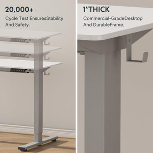 EN1 One-Piece Standing Desk, Electric Adjustable with 4 Memory Presets, 176 LBS Capacity, Stable & Quiet, Seamless Desktop for Home Office & Dual Monitors, 55