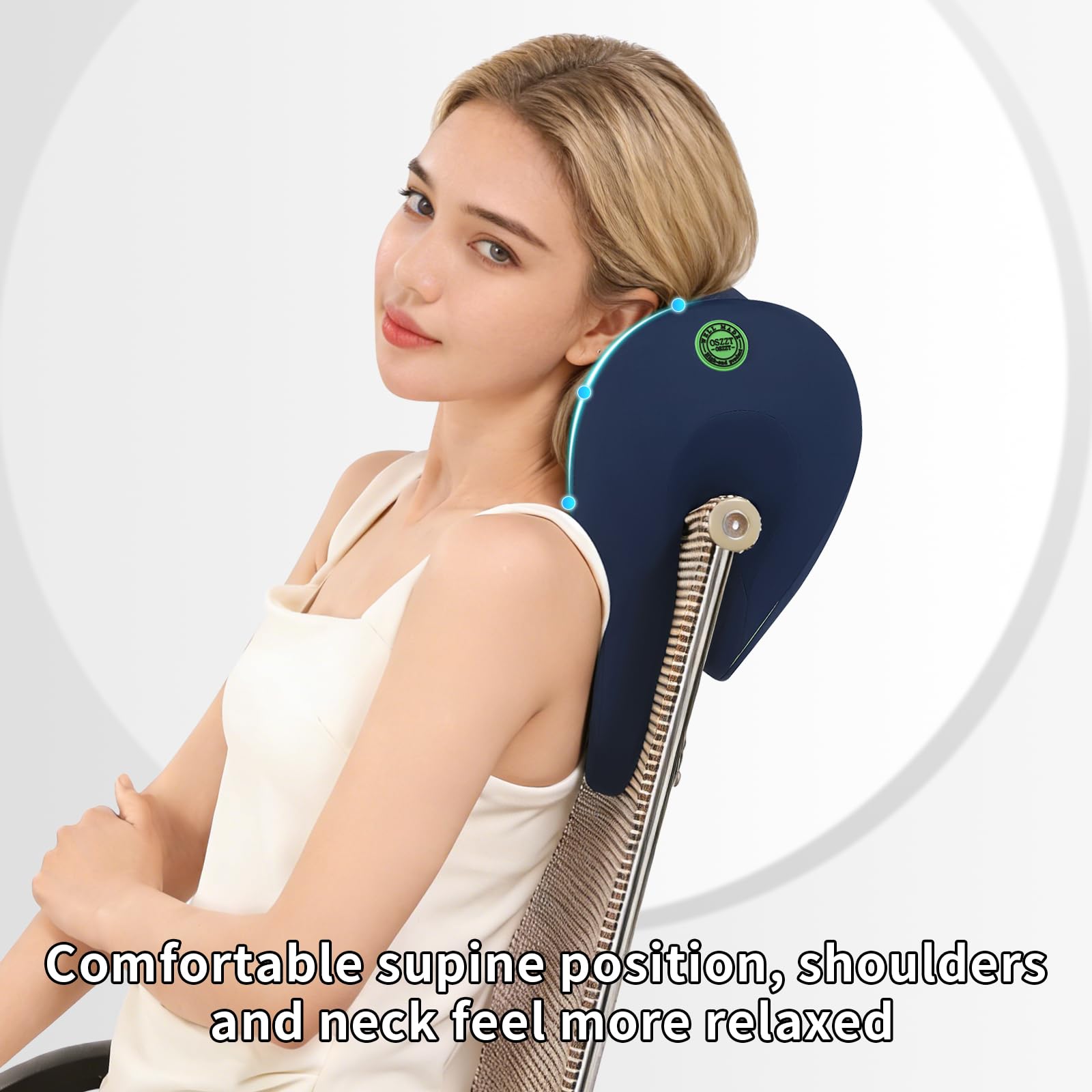 Ergonomic Office Chair Headrest, Adjustable Neck Support Pillow with Removable Washable Cover, Universal Head Rest Attachment for Office Chairs, Wheelchairs, Desk Chair Napping (Navy Blue)
