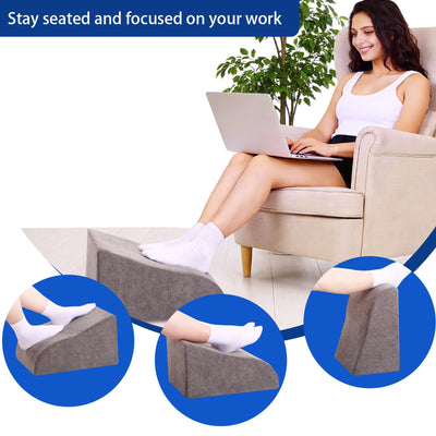 Foot Rest for Under Desk at Work, Ergonomic Under Desk Footrest with Washable Cover for Office, Home & Gaming Leg Elevation Pillow Dark Gray
