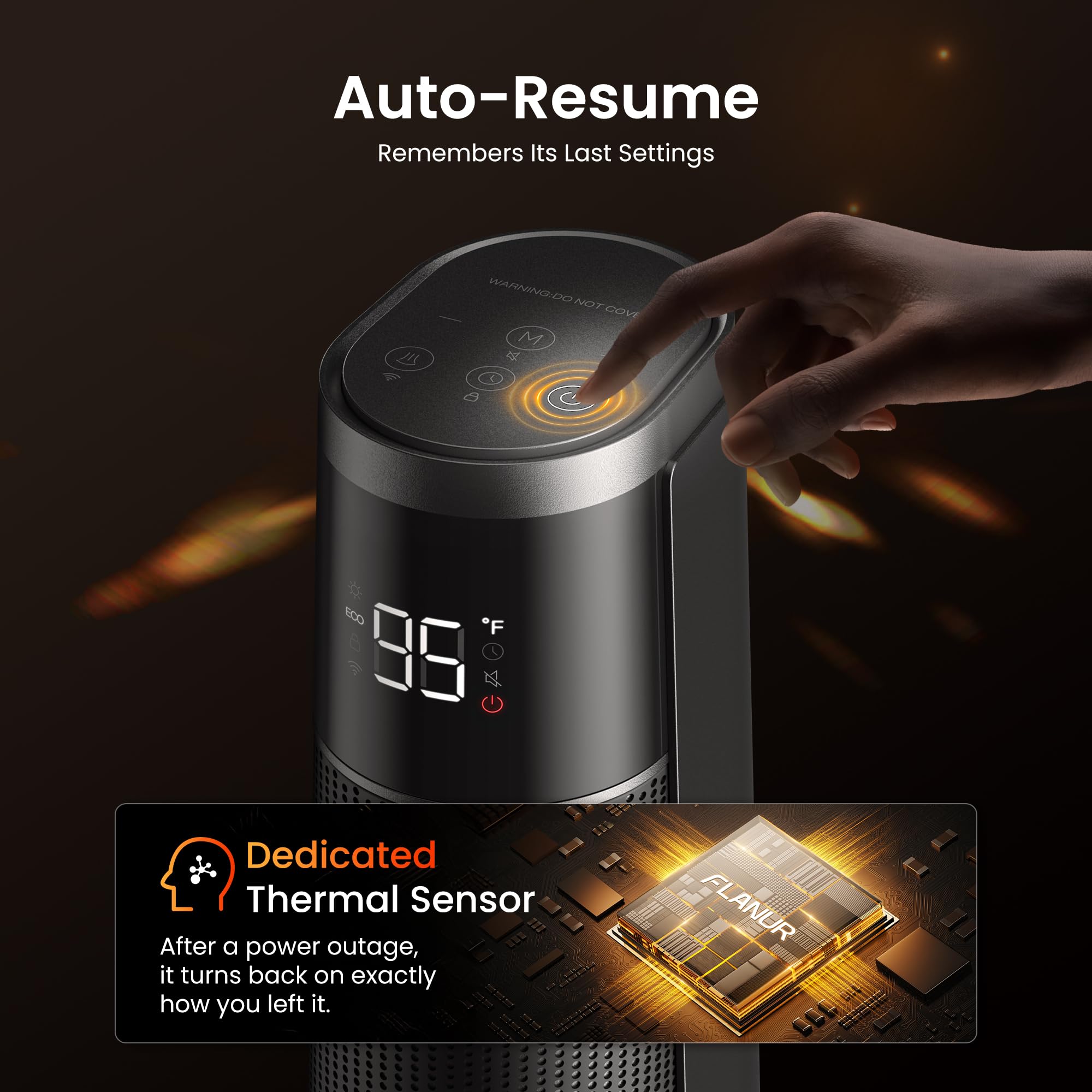 1500W Space Heaters for Indoor Use Large Room, WIFI Electric Heater with Voice Control, 5 Modes, ECO Thermostat, 12H Timer, Quiet & Safety PTC Ceramic Heater for Bedroom, Black, 1 Pack
