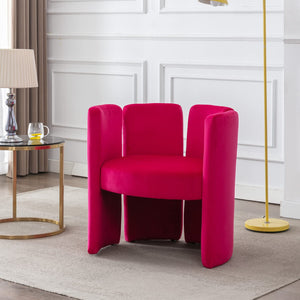 Velvet Accent Chair,Unique Barrel Upholstered Chair with Circular Backrest Modern Design Cute Side Decorative Chairs for Living Room/Lounge/Bedroom/Reading Room,Rose