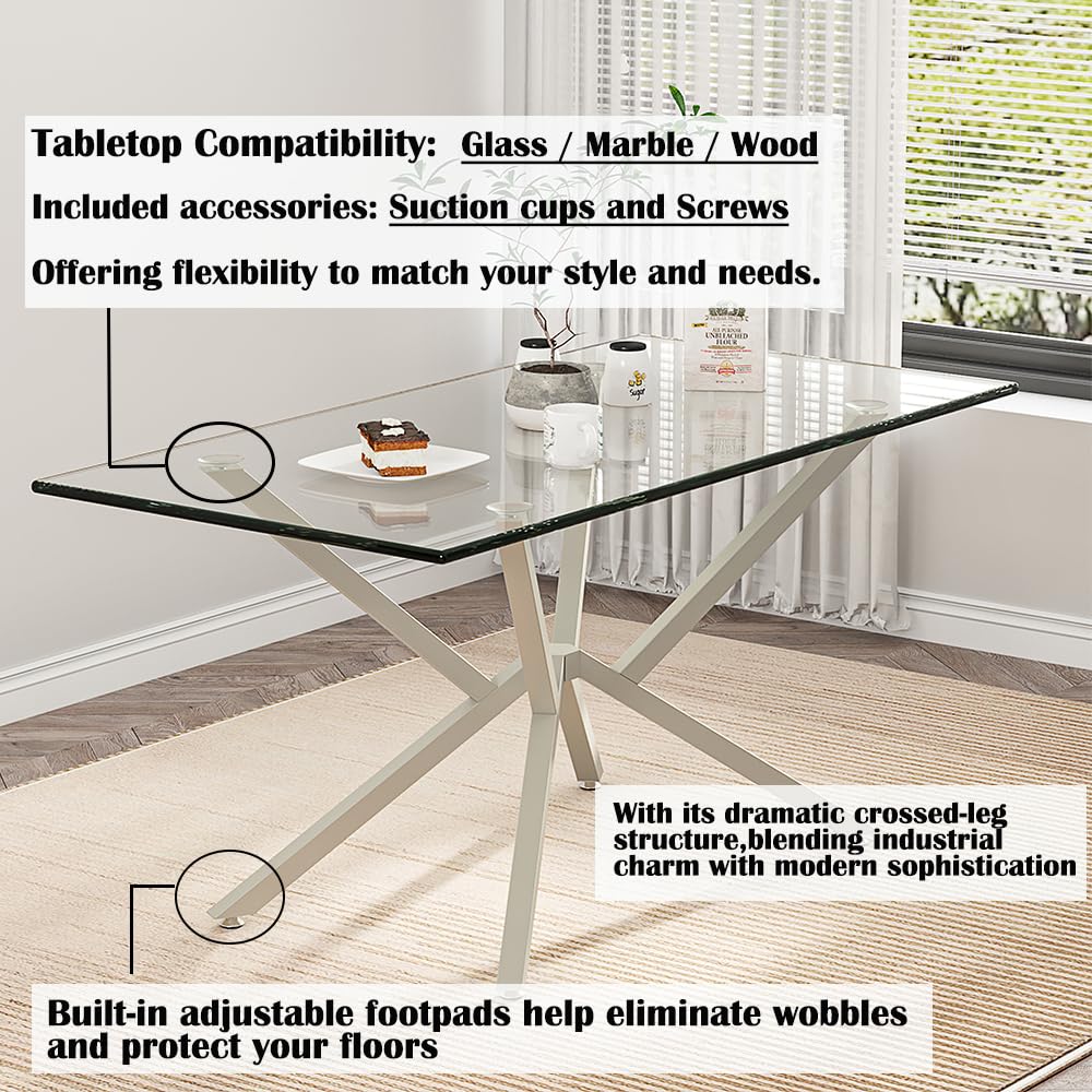 30 Inch Metal Table Base for Dining Room, Heavy Duty Table Legs for Glass, Marble, and Wood Tops, Furniture Legs for Home,Kitchen,Office (Silver)