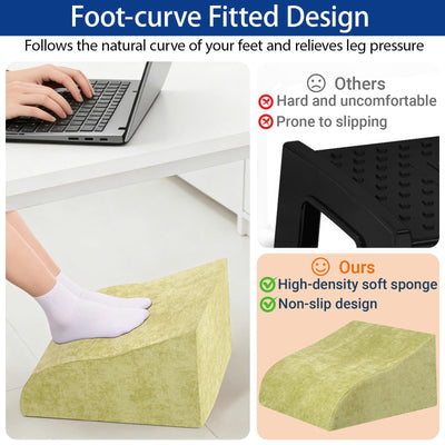 Foot Rest for Under Desk at Work, Ergonomic Under Desk Footrest with Washable Cover for Office, Home & Gaming Leg Elevation Pillow Fruit Green