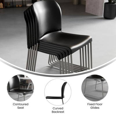 Set of 5, Black, Hercules Series Contoured Stacking Chairs for Waiting Rooms and Offices, Ergonomic Lobby Chairs with Curved Back