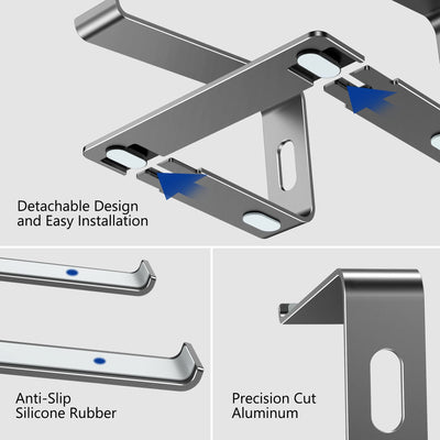 Aluminum Laptop Stand, Ergonomic Detachable Computer Stand, Notebook Holder, Laptop Mount Compatible with Air, Pro, Dell, HP, Lenovo More 10-15.6