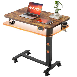Electric Standing Desk, 26 x 16 Inches Height Adjustable Desk, Sit Stand up for Work Office Home, Ergonomic Rising Computer Table with with Wheels, Rustic Brown