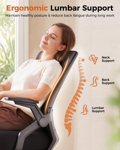 Ergonomic Office Chair with Flip-up Armrests Executive Computer Chair for Home Office, Breathable Mesh & Comfy Lumbar Support, Black