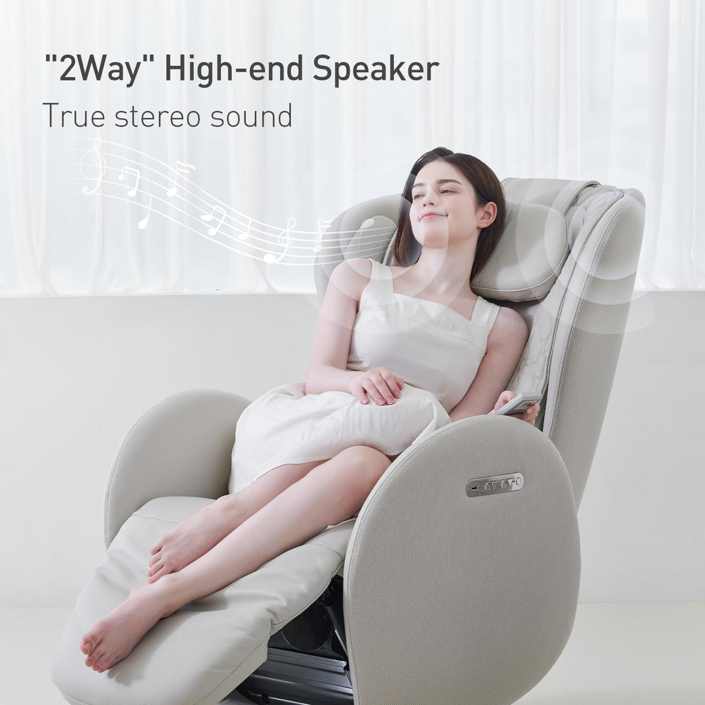 Heated Massage Chair, Full Body Massaging Zero-Gravity Leisure Recliner with Low-Noise 3D Massage and Dual Sound Systems Modern Massage Chairs (Elder White)
