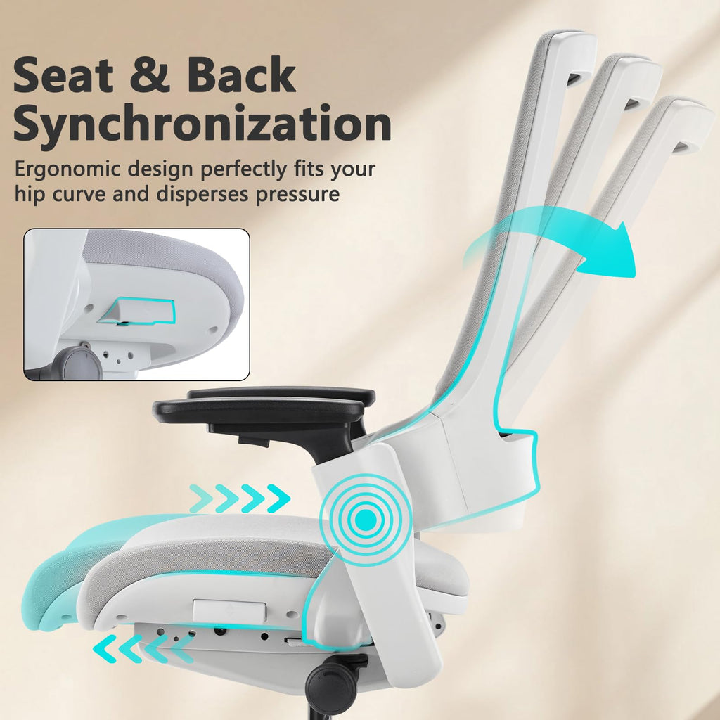 Office Chair Swivel Executive Chair, Adjustable Ergonomic Computer Chair with 3D Armrest and Lumbar Support, Mesh Backrest Task Chair for Home Office Conference Room Grey