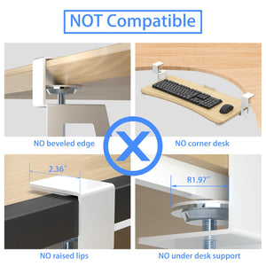 Keyboard Tray Under Desk Pull Out with C Clamp Mount, Computer Keyboard & Mouse Tray, 25.6 (30 Including Clamps) x 11.8 inch Slide-Out Platform Computer Drawer for Typing, Light Wood, DSF1QM