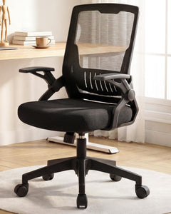 Ergonomic Office Chair with Flip-up Armrests Executive Computer Chair for Home Office, Breathable Mesh & Comfy Lumbar Support, Black