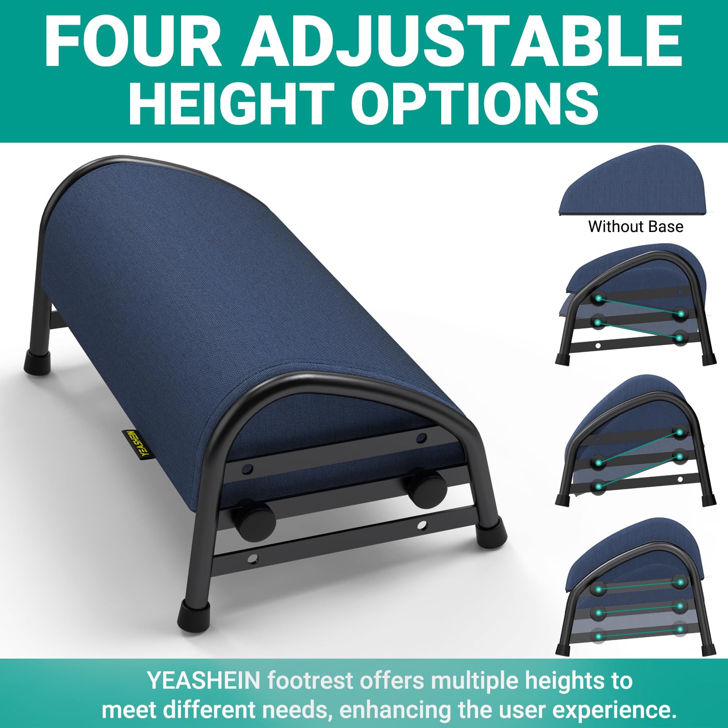 Adjustable Foot Rest for Under Desk at Work, Ergonomic Foot Stools with 7 Positions, Elevated Cushion Under Desk Footrest with Metal Frame, Leg Rest Used for Home, Car, PC Gaming Accessories