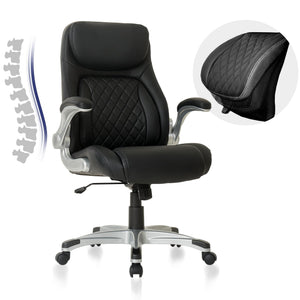 Ergonomic Office Chair Premium Microfiber Leather Adjustable Lumbar Support & Armrests, High Back Comfy Desk Gaming Chairs Executive Computer Swivel Chair Tilt Function(Posture,Black)