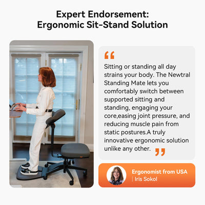 Standing Desk Chair, Standing Mate Chair for Sit-Stand, Ergonomic Leaning Perch Chair with Anti-Fatigue Mat, Standing Stool, Saddle Chair, Height Adjustable Home Office Posture Seat-MT-L-DG