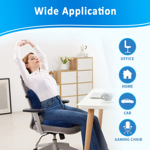 Chair Cushion and Lumbar Support Pillow for Office Chair, Car Seat Cushions Back Support Pillows, Memory Foam Chair Support for Back&Lumbar, Relieve Tailbone Pain and Sciatica (Blue)
