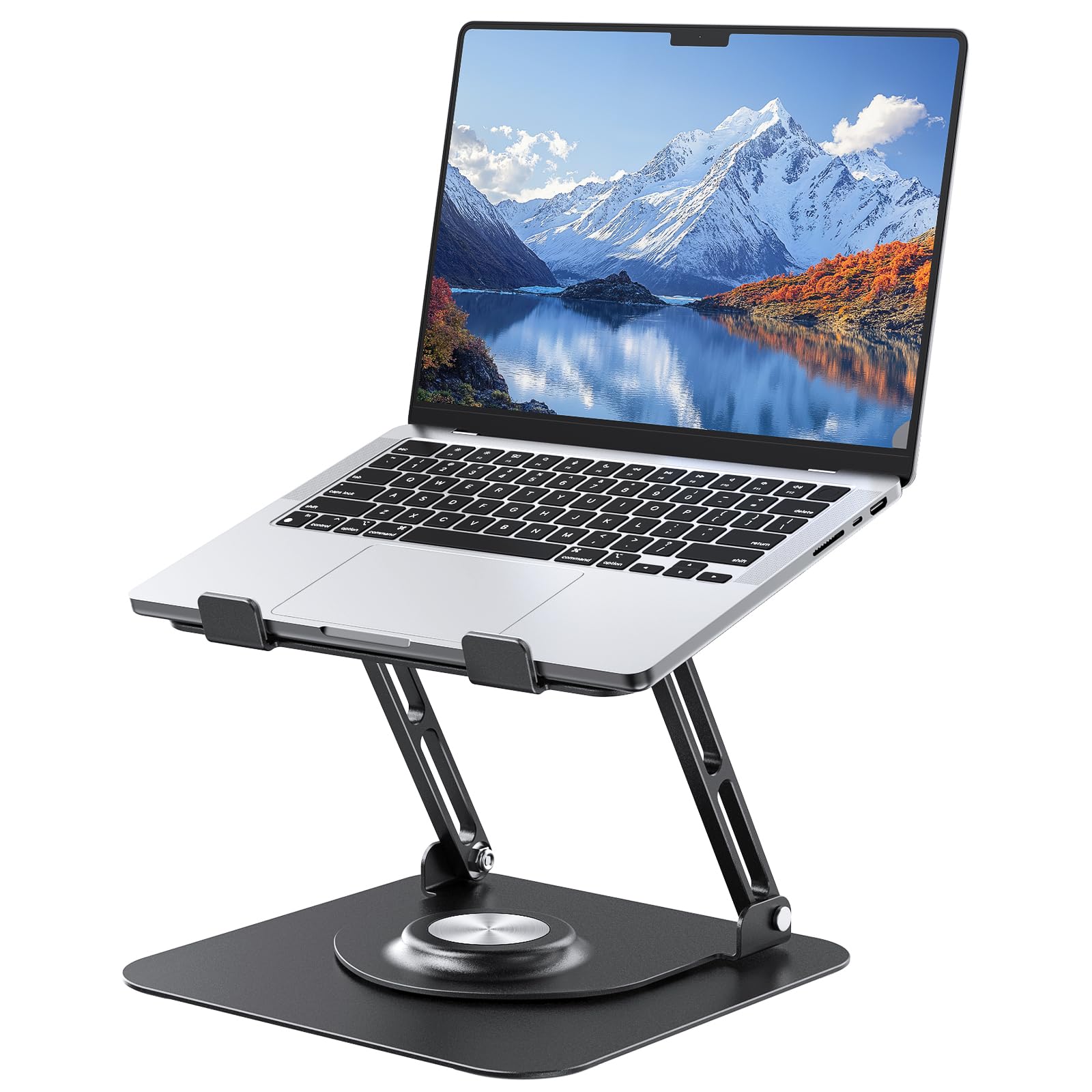 Laptop Stand for Desk, Adjustable Computer Stand with 360° Rotating Base, Ergonomic Laptop Riser for Collaborative Work, Foldable & Portable Laptop Stand, fits for All 10-16" Laptops