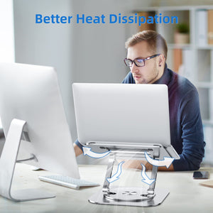 Laptop Stand with 360° Rotating Base, Foldable Adjustable Computer Holder, Ergonomic Design Compatible with MacBook Air Pro, Dell XPS, HP, Lenovo More 10-17