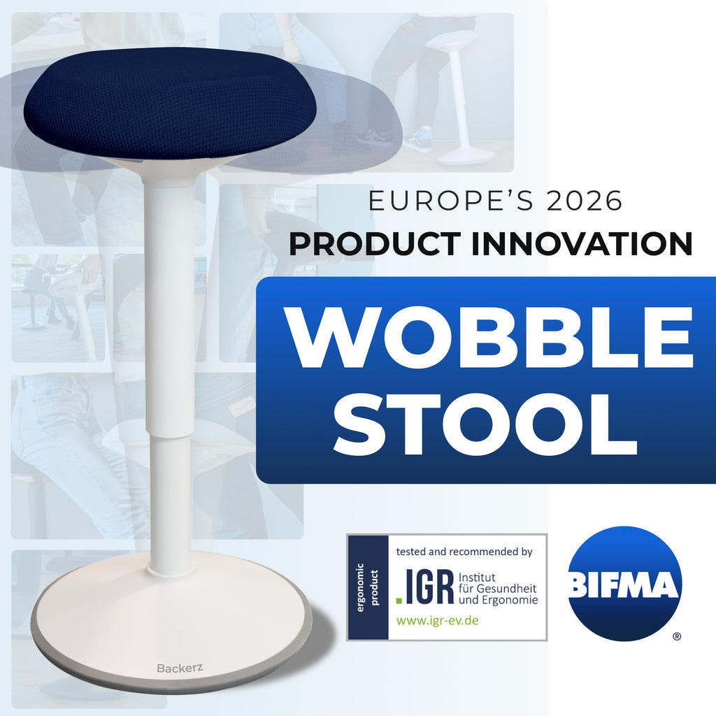 Standing Desk Stool Chair, Height Adjustable Stool 21-31 inch for Office and Classroom, Swivel seat, Anti-Slip Bottom Ergonomic Wobble Stool with Rocking Motion, Blue
