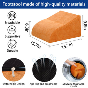 Foot Rest for Under Desk at Work, Ergonomic Under Desk Footrest with Washable Cover for Office, Home & Gaming Leg Elevation Pillow Orange
