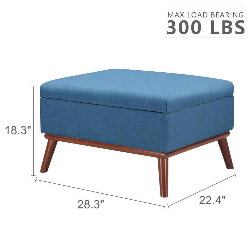 65" W Loveseat Sofa with Ottoman Coffee Table, Mid Century Modern Decor Love Seat Couches and Ottoman with Storage for Living Room, Button Tufted Upholstered Love Seats Furniture Set, Blue