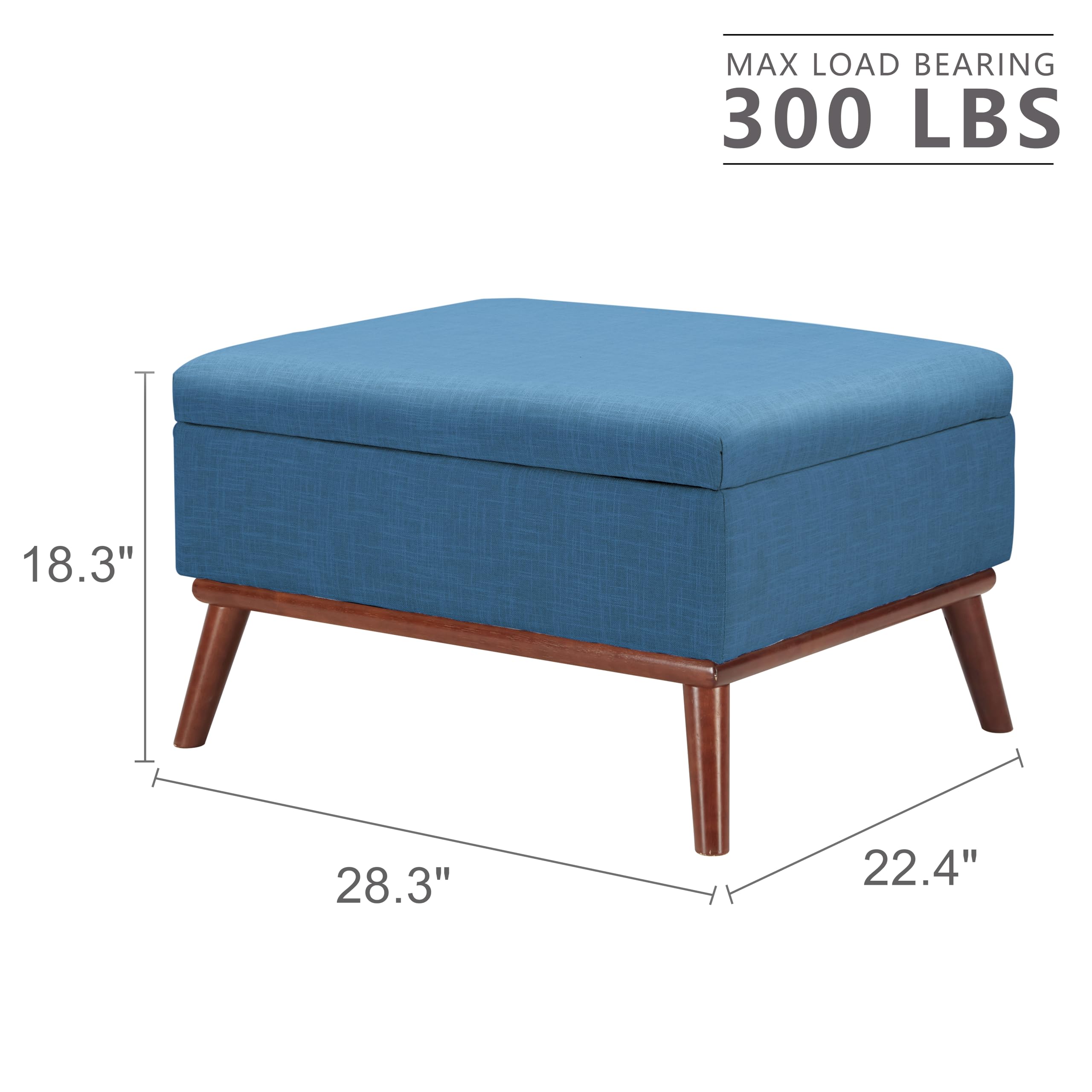 65" W Loveseat Sofa with Ottoman Coffee Table, Mid Century Modern Decor Love Seat Couches and Ottoman with Storage for Living Room, Button Tufted Upholstered Love Seats Furniture Set, Blue